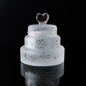 Trinket Box, Heavy Glass Wedding Cake, Vintage Collectibles